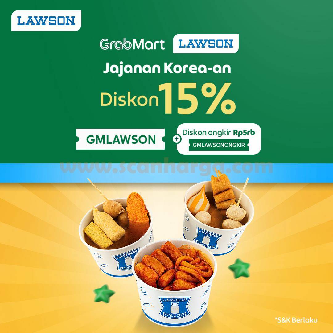 Promo LAWSON GRABMART DISKON 15% + DISC ONGKIR Rp. 5.000